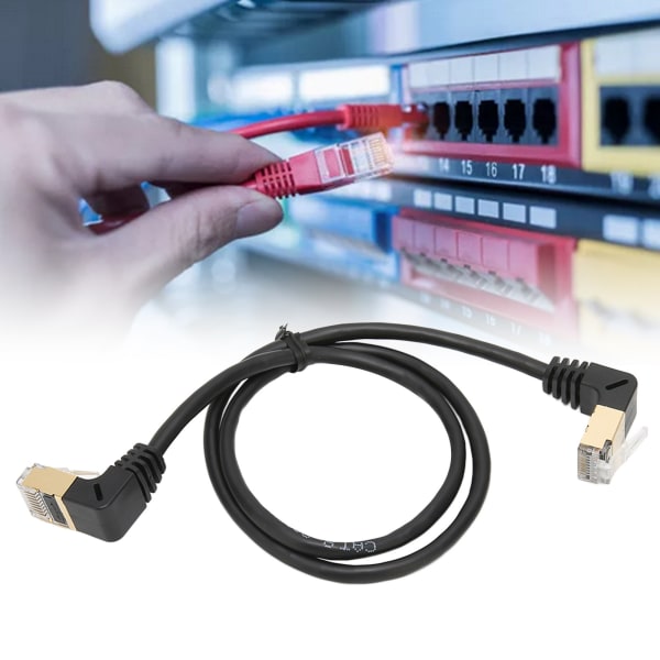 Cat8 Ethernet-kabel Heavy Duty 26AWG 40Gbps 2000MHz S FTP LAN-nätverkssladd med armbåge Guldpläterad RJ45-kontakt 50cm