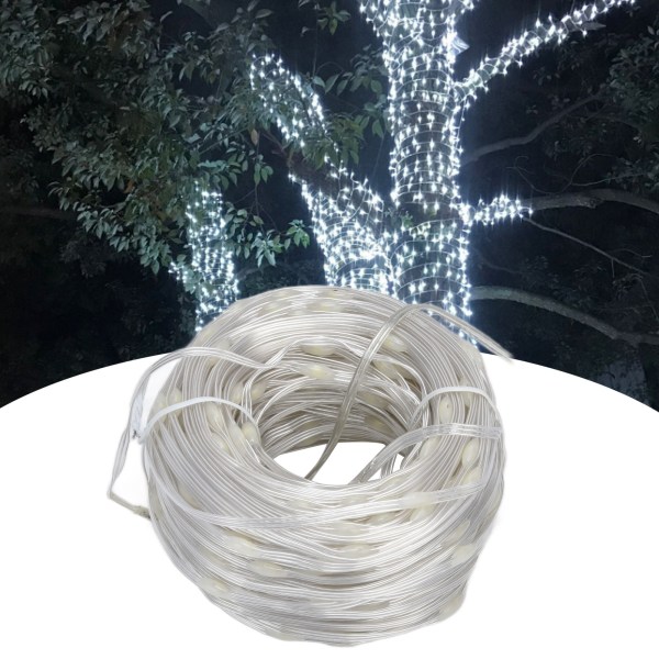 LED-koppartrådsljus 164 fot 400 LED Lågspänningssäker Vattentät ljussnöredekoration för trädgårdsfest julUK-kontakt 100‑240V vitt ljus