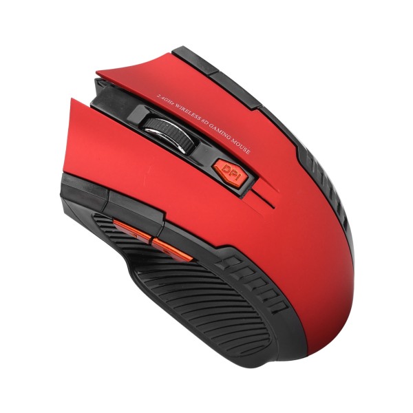 Trådlös mus 2.4G 3 nivåer justerbar optisk dator extern enhet med USB mottagare Röd