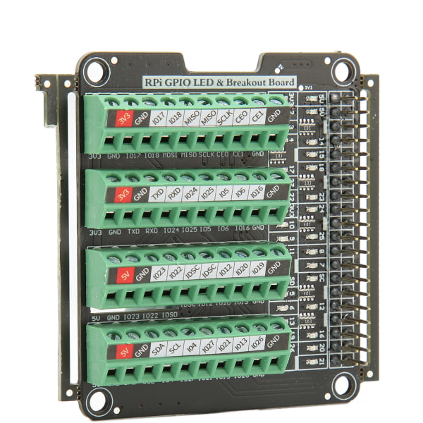 Terminalblock Breakout Board LED-ljus 3,3V 3A Plintblocksmodul för RPi A+3A+B+2B 3B 3B+4B