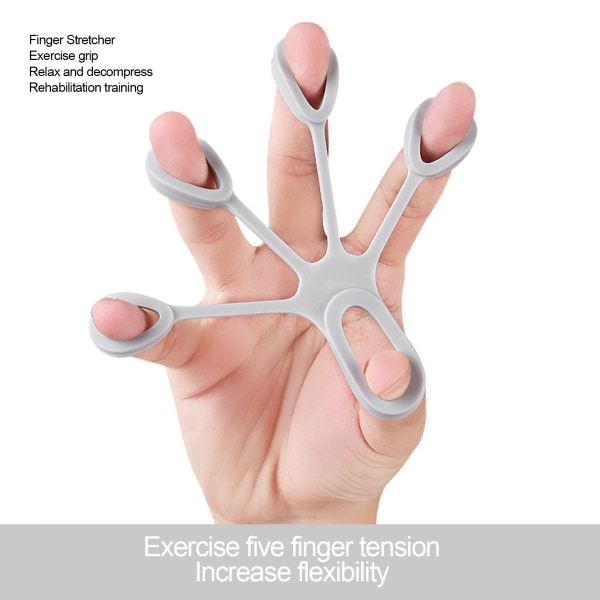 2st Finger Stretcher Silikon Bärbar Mjuk Elastisk Finger Grip Strengthener 6.6LB (Ljusgrön Ljusgrå)