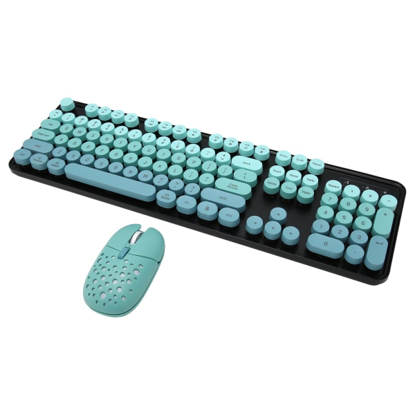 Trådlöst tangentbord och mus Combo 2.4G trådlöst läge Enkelt att använda Retro Punk-tangentbord med 3 DPI justerbar spelmus blandad färg Blå
