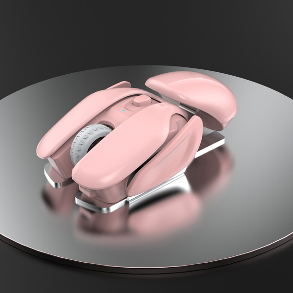 HXSJ trådlös mus 2,4Ghz 4-knapps uppladdningsbar fotoelektrisk 1600Dpi Tyst mus, rosa