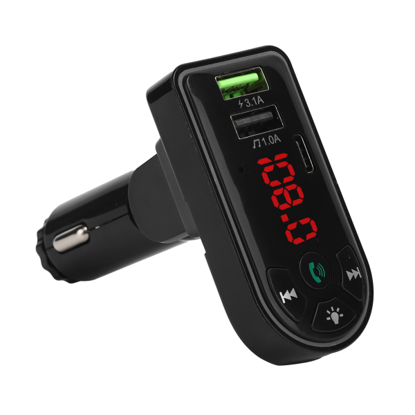 Bil FM-sändare Bluetooth 5.0 MP3-spelare USB -laddare Ambient Light med LED-skärm