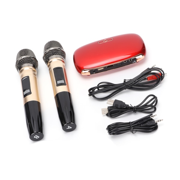 K8 Wireless Karaoke Mixer System Set Bluetooth Microphone Box Hemmikrofon Media Machine for Home 100‑240VUS Plug Red