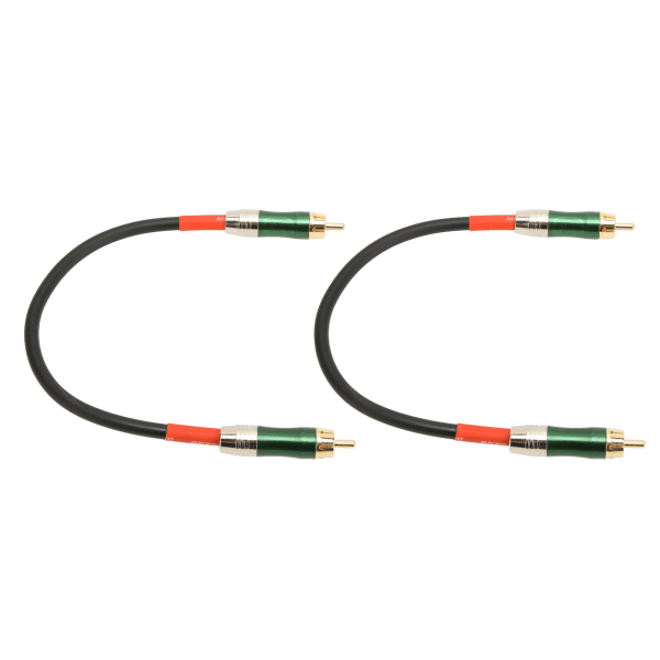 2st RCA-kabel Professionell dubbelskärmad guldpläterad kontakt RAC till RCA hane till hane-kabel för DVD-TV-förstärkare 0,3m/1,0ft Grön