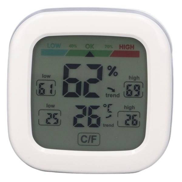 Rumstermometer Färgskärm Högsta Lägsta Luftfuktighet Display Hög noggrannhet Fuktighetssensor för Sovrum Kontor Kök