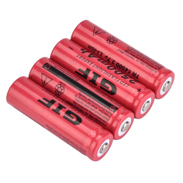 4st 2500mAh varje Lithium Li ion 14500 batteri Stor utgång 14500 uppladdningsbart batteri