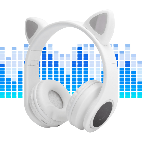 LED-brusreducerande headset Cat Ear Shape Bluetooth 5.0 Headset med mikrofon för unga människor White