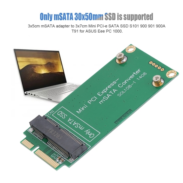 mSATA SSD till SATA Mini PCIE SSD Riser Card Adapter Converter för ASUS Laptop