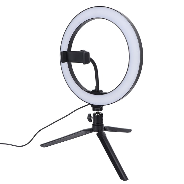 10 tums cirkelfyllningsljus Ljusdimbar LED-mobil rund lampa med stativ för livestreaming