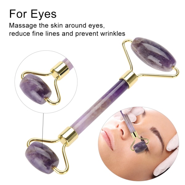 Naturlig Jade Roller Massage Ametist Ansiktsmassage Anti Wrinkle Anti Aging för ansiktsögon