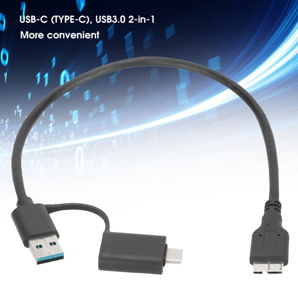 Dataöverföringskabel USB‑C(TYPE‑C) USB3.0 till Micro‑USB3.0 2-i-1 hårddisk PVC Line