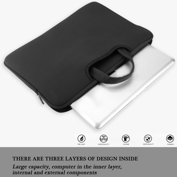 Handväska för bärbar dator, cover för Ipad, bärbar dator, surfplatta (14-tums svart )