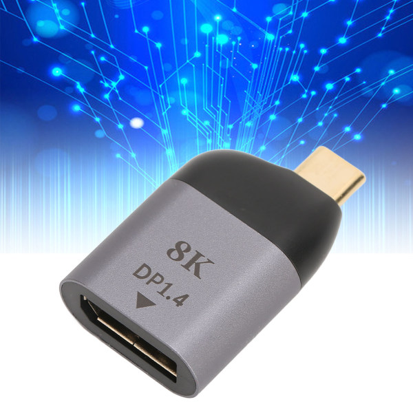 USB C till Display Port Adapter 8K 60Hz Högupplöst Kompakt Bärbar USB C till DP Adapter för Windows PC