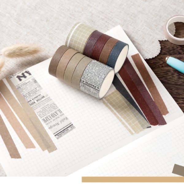 Washi-tejp välgjorda genomskinligt mönster Enkel användning Washi-papper vintage -tejp för DIY-klippbokdesign