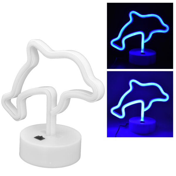 LED Dolphin Neon Light USB eller batteridrivet Unikt tillbehör för rumsdekoration med bas