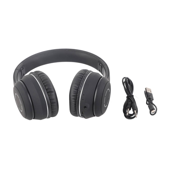 Bluetooth hörlurar Kraftigt basbrusreducerande hopfällbar gradientfärg Trådlöst headset med ljus för telefon Laptop Svart