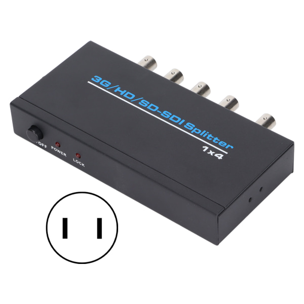 S114 SDI 1 ingång 4 utgång splitter Digital SDI-dispenser stöder SD-SDI HD-SDI 3G-SDI Upp till 1320 fot AC 100-240VUS-kontakt