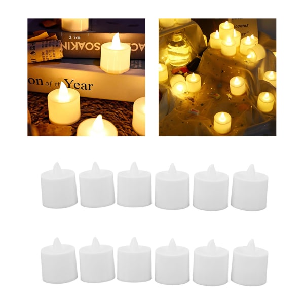 12 st LED-ljusljus Cylindrisk form Elektronisk flamlös LED-ljuslampa för semesterbröllopsfest