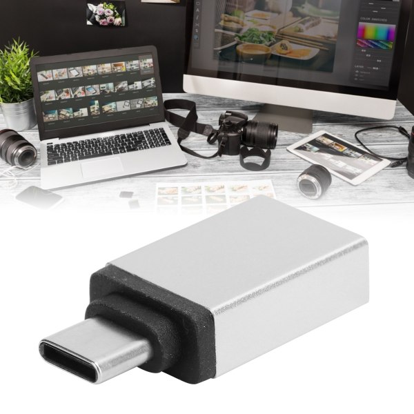 Typ C Adapter Converter Mobiltelefon Notebook USB Snabbladdning Datortillbehör (grå)
