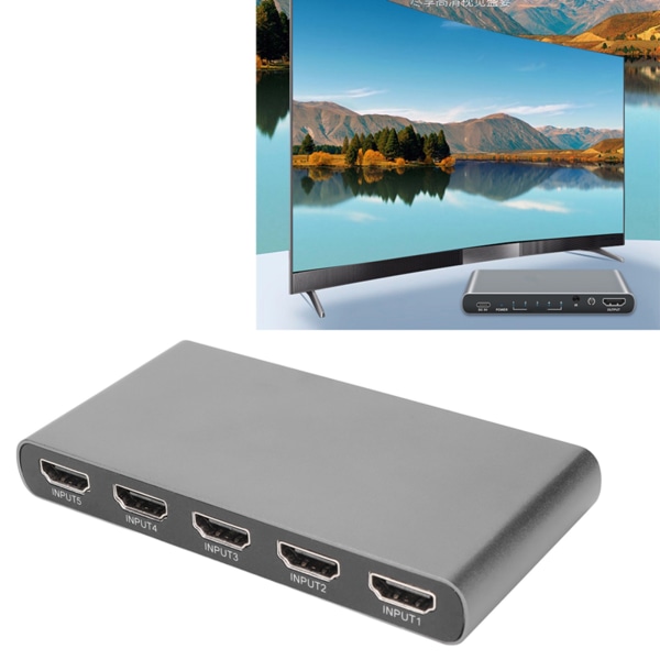 SWH51 5x1 HD Multimedia Interface Switcher 4K 60Hz 5 in 1 Out Splitter stöder 4Kx2K upplösning med fjärrkontroll