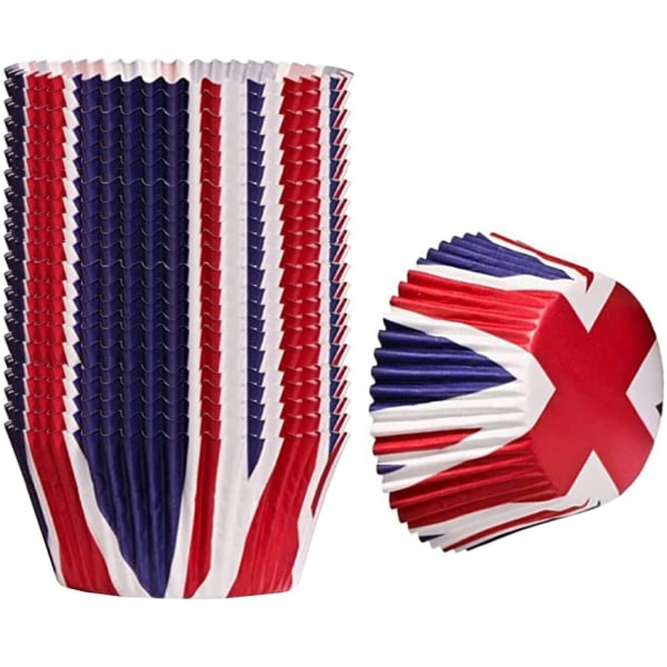 200 st Union Jack Mini Pappersbakmuggar Cupcake Liners Cupcake Wrappers för Queen Platinum Jubilee Party Supplies Dekorationer