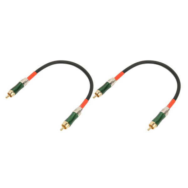 2st RCA-kabel Professionell dubbelskärmad guldpläterad kontakt RAC till RCA hane till hane-kabel för DVD-TV-förstärkare 0,3m/1,0ft Grön