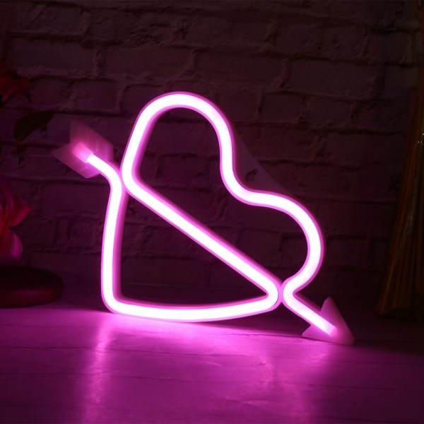 Bedårande hjärtform LED-ljus Dekorativ vägghängande lampa för sovsal i sovrum (rosa)
