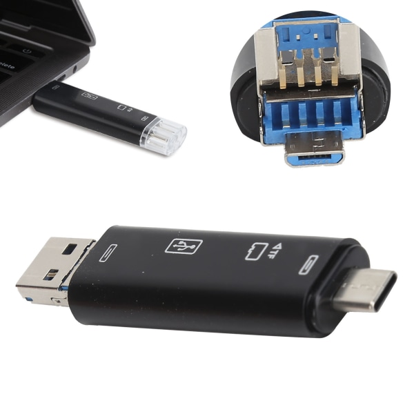 OTG-kortläsare USB TypeC TF-adapter 5-i-1 för Android-telefon Mobildatortillbehör