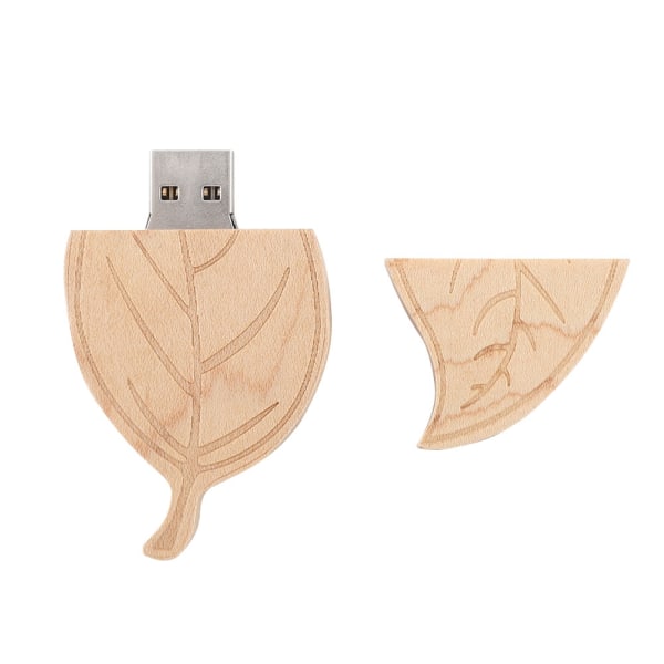 Wooden Leaf Flash Drives Lagring USB 2.0 U Disk Memory Stick för PC Kompatibel USB1.1(128G)