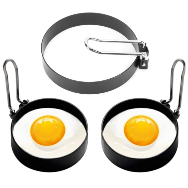 2 st rostfritt stål rund non-stick äggformare stekpanna ringform form köksredskap