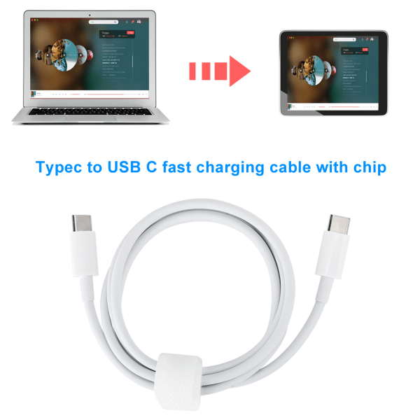 Typec till USB C snabbladdningskabel med chipkabeladapter för surfplattor 100/90/65/45W