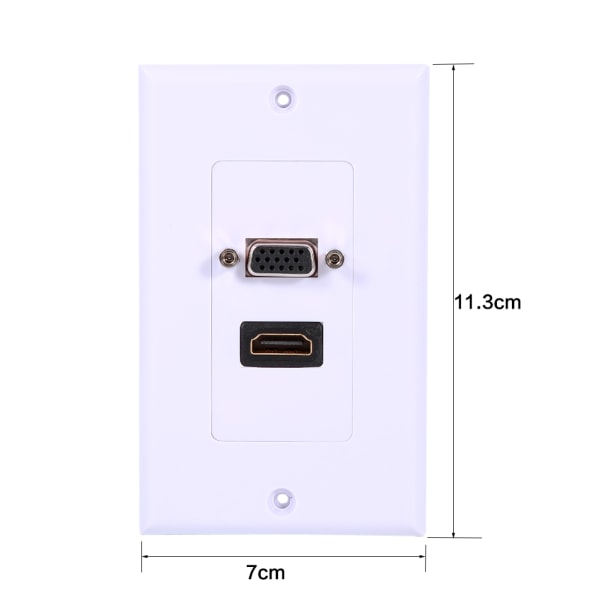 1 port HDMI hona 1 port VGA hona AV vägguttag Videouttag Anslutningsplatta Vit