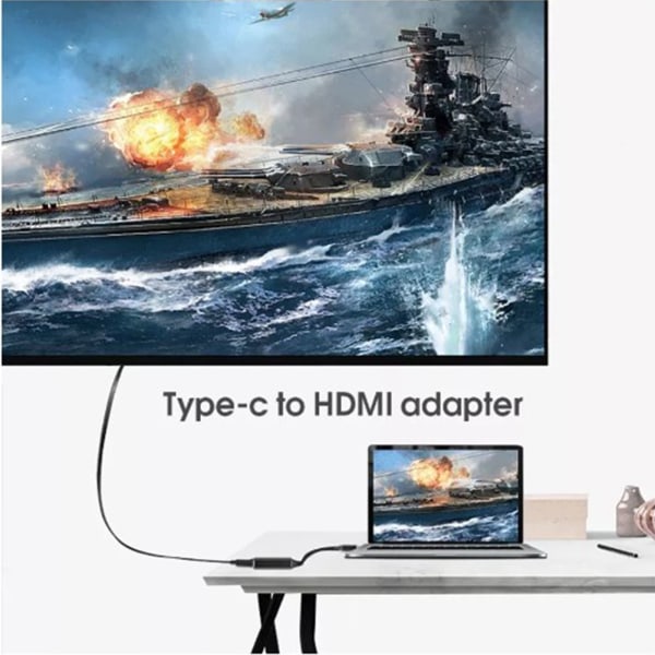 Typ C till HD Multimedia Interface Adapter 4K Aluminiumlegeringsskal USB C till HD Display Interface Kabel Svart