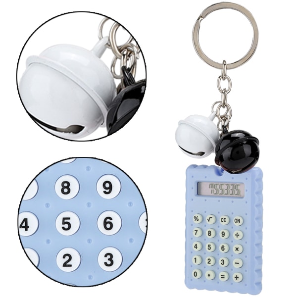 Söt Bell Cookie Style 8-siffrig elektronisk mini bärbar miniräknare Nyckelring Candy Color (blå)