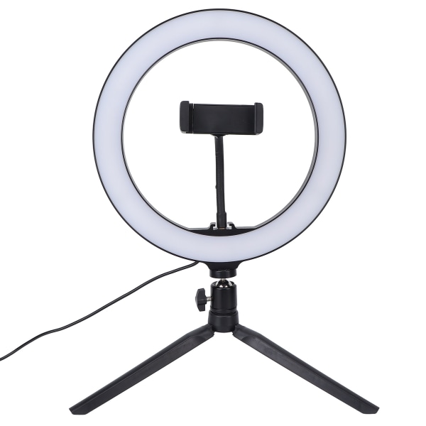 10 tums cirkelfyllningsljus Ljusdimbar LED-mobil rund lampa med stativ för livestreaming