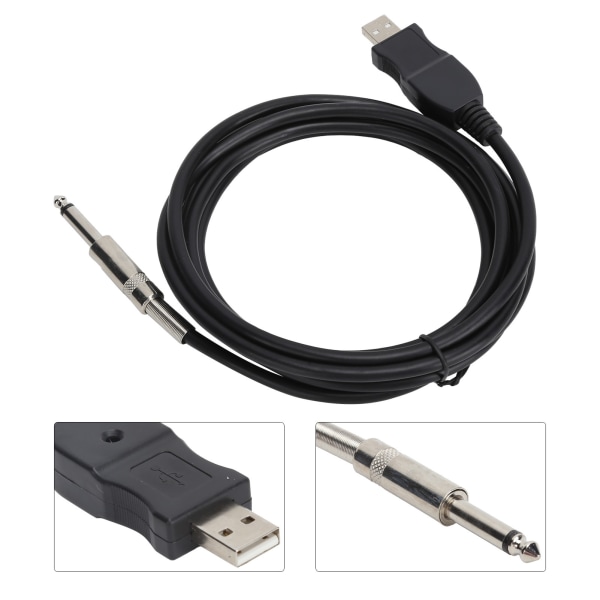 Gitarr USB -kabel 3 meter kompatibel med datoranslutning Instrumentkabel för elgitarrbas