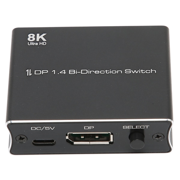 Displayportswitch 8K vid 30Hz 4K vid 120Hz 1080P vid 240Hz 2 in 1 ut eller 1 in 2 ut dubbelriktad DP 1.4 switch
