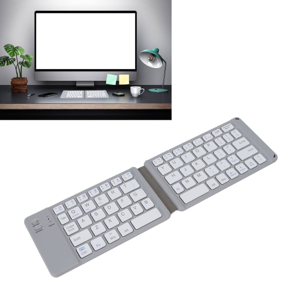 Vikbart tangentbord BT3.0 Snabbskrivning Tyst 120mAh batteri Kompakt storlek Bred Kompatibilitet Mini trådlöst tangentbord Grå