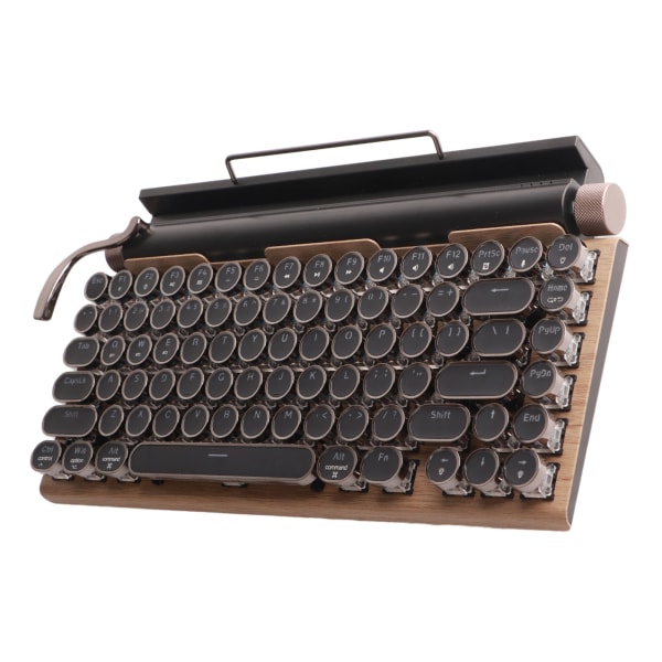 Skrivmaskin Tangentbord 83 nycklar Vintage trådlöst Bluetooth mekaniskt tangentbord med metall rund cap Träkornsfärg