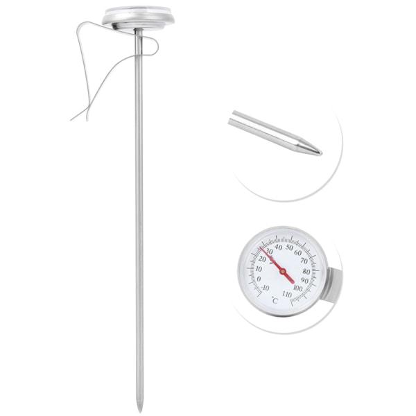 Justerbar hängande kaffeskummande termometer temperaturmätare med klämma KöksverktygLång typ