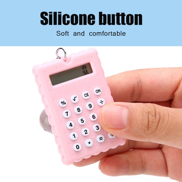 Mini Portable Cute Cookies Style Key Chain Calculator Candy Color Pocket Calculator (rosa)