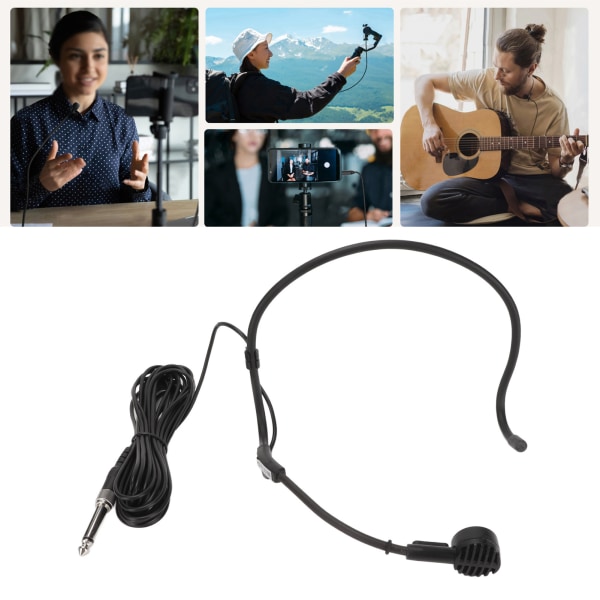 6,35 mm öronkrokmikrofon Ergonomisk dynamisk 16,4ft trådad headsetmikrofon för karaokehögtalare Förstärkare Undervisning