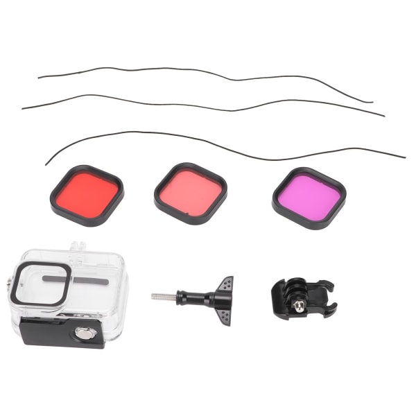 För Go Pro Hero 8 Black Waterproof Case Filter Kit Hus Shell Filter Kit med rosa röd lila filter