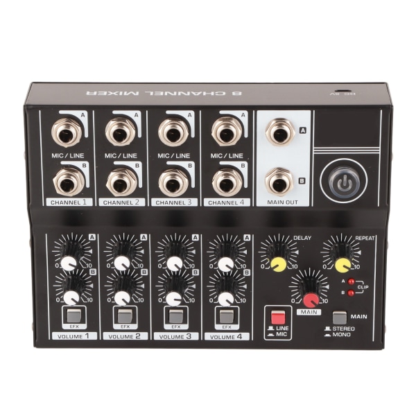 Q48 Bärbar 8-kanals stereoljudljudmixer Karaokemikrofonförstärkarkonsol