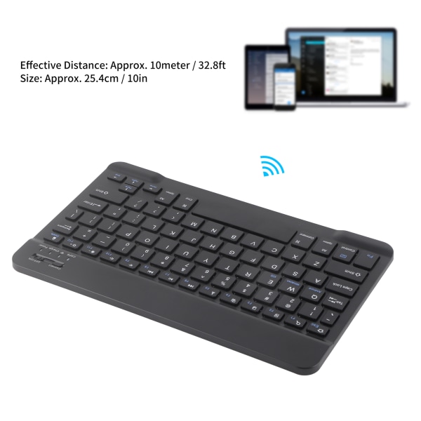 Trådlöst Bluetooth tangentbord 10 tum Lättvikts UltraWide för Android IOS/Windows (svart)