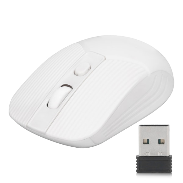Trådlös mus 2.4G Trådlös 2400 DPI Ergonomisk USB -mottagare Tyst Ultrasmal klassisk kontorsmus för kontorsresor Vit