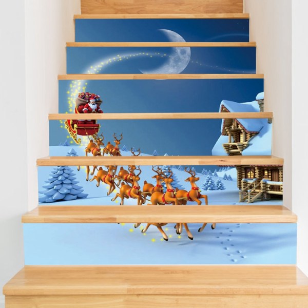 6 st jultema vackert mönster trappklistermärke Golvväggdekor heminredning