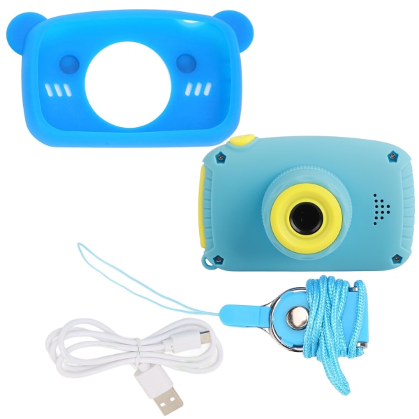 Barnkamera HD Dubbla kameror fram och bak Multifunktionell barnkamera för 3-10 år Blå